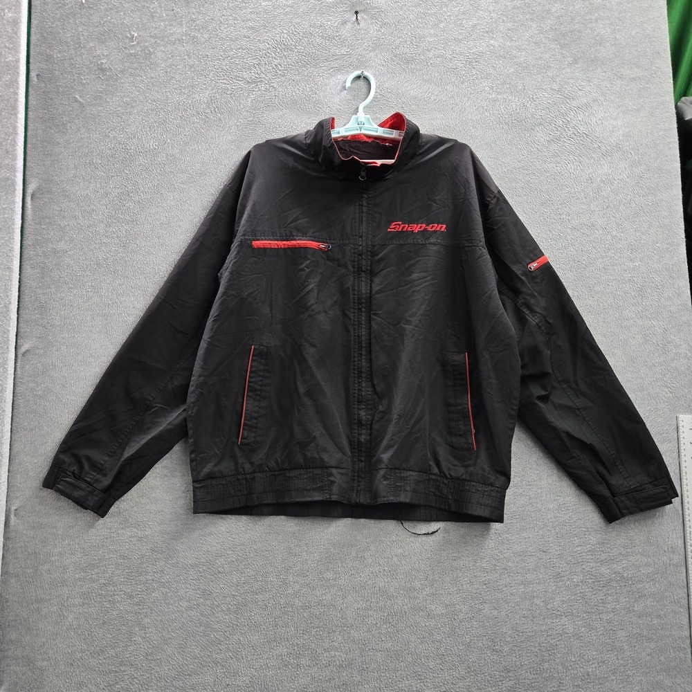 Snap-On Men Jacket L Black Nylon Polyester Logo Embroidery Gorpcore Zipper READ